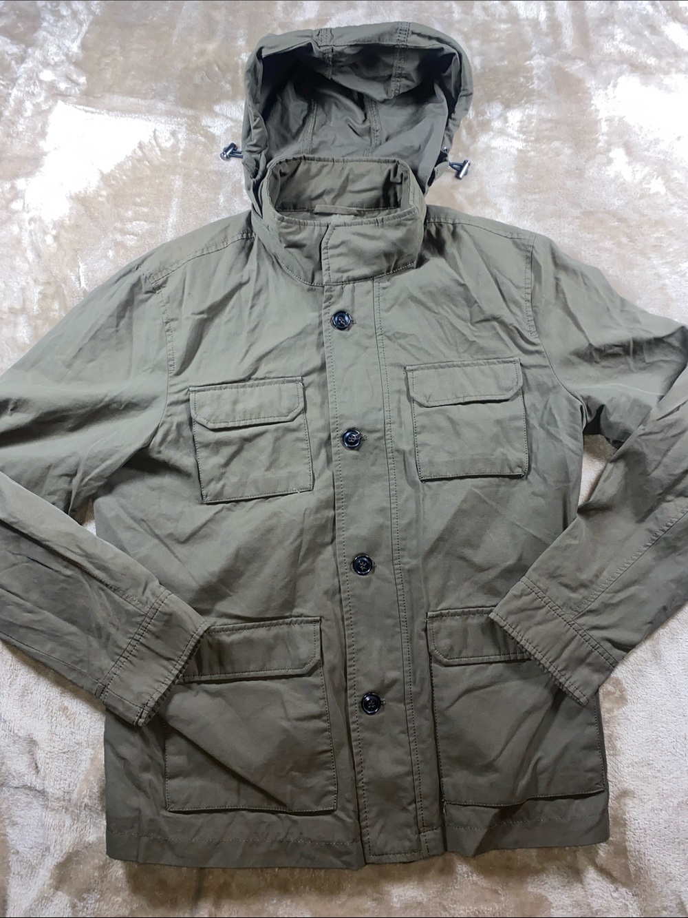 Zara Olive Green Hooded Field utility Jacket